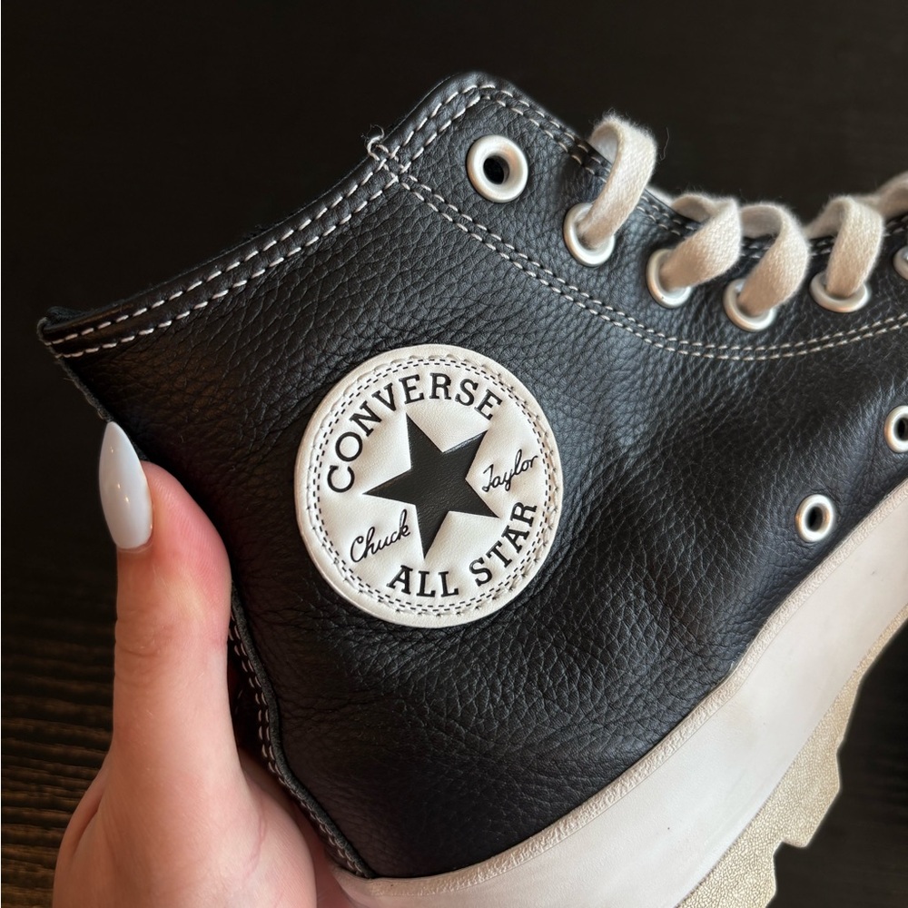 Converse Women’s Black Leather Platform High-Tops